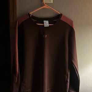 Nike Women's Long Sleeve Tee - Brown and Pink
